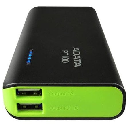 Adata Adata Apt100-10000Mah 5V/2.1A Power Bank Black-Green APT100-10000M-5V-CBKGR